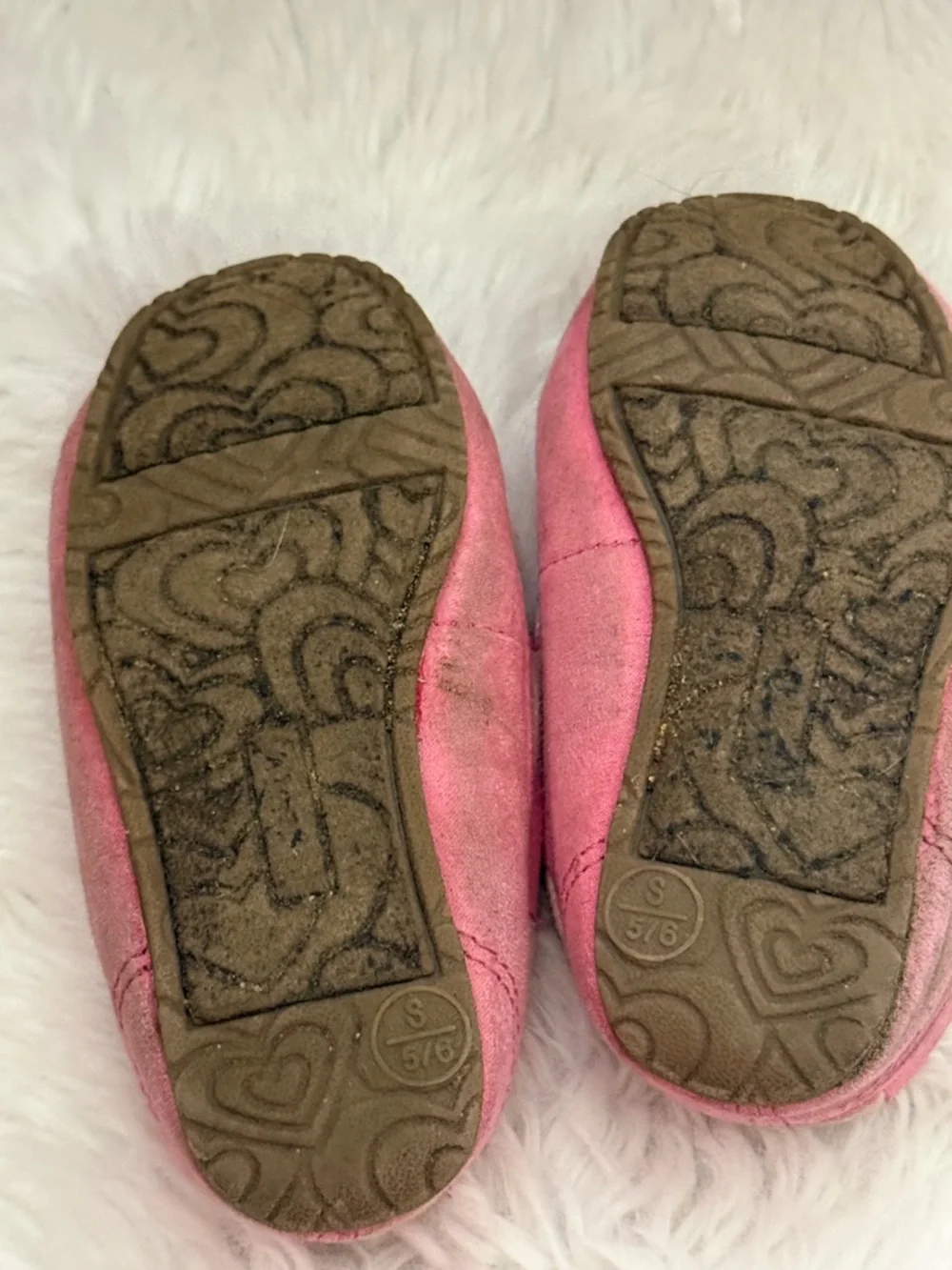 Toddler Girls Pink Fuzzy Slippers Size 5/6 Bow Moccasin Cozy Cute Ballet Style - Picture 7 of 8